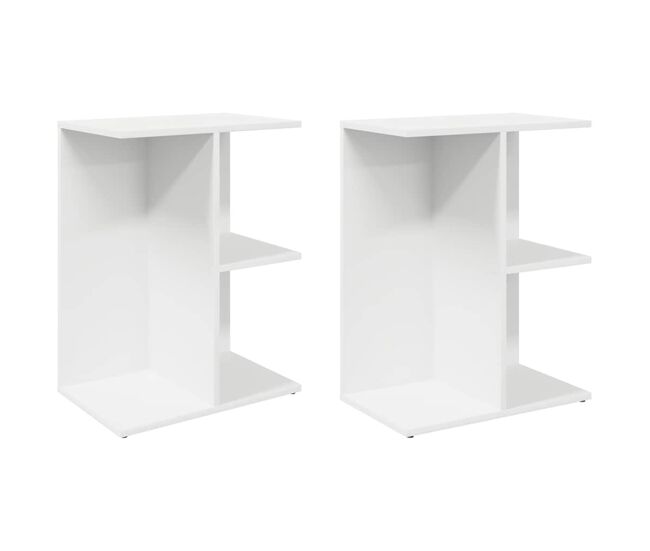 Lote de 2 mesas de cabeceira - mesinhas de cabeceira 46,5x29x61 cm derivados de madeira branco