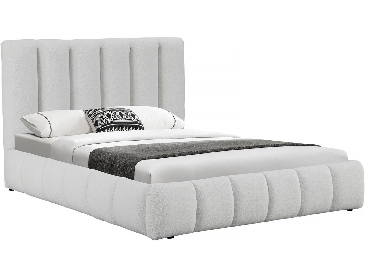Cama boucle com baú "annie" - 140 x 190 cm - blanc