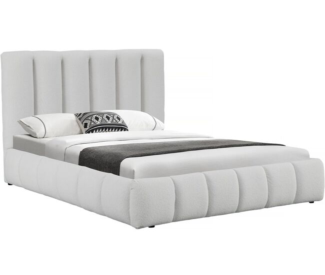 Cama boucle com baú "annie" - 140 x 190 cm - blanc
