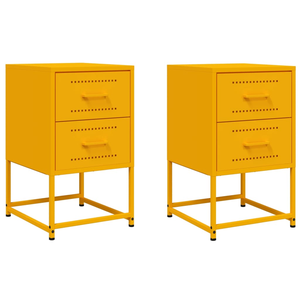Lote de 2 mesas de cabeceira - mesinhas de cabeceira 36x39x60,5 cm aço amarelo mostarda
