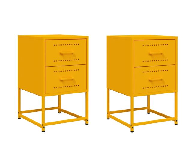 Lote de 2 mesas de cabeceira - mesinhas de cabeceira 36x39x60,5 cm aço amarelo mostarda