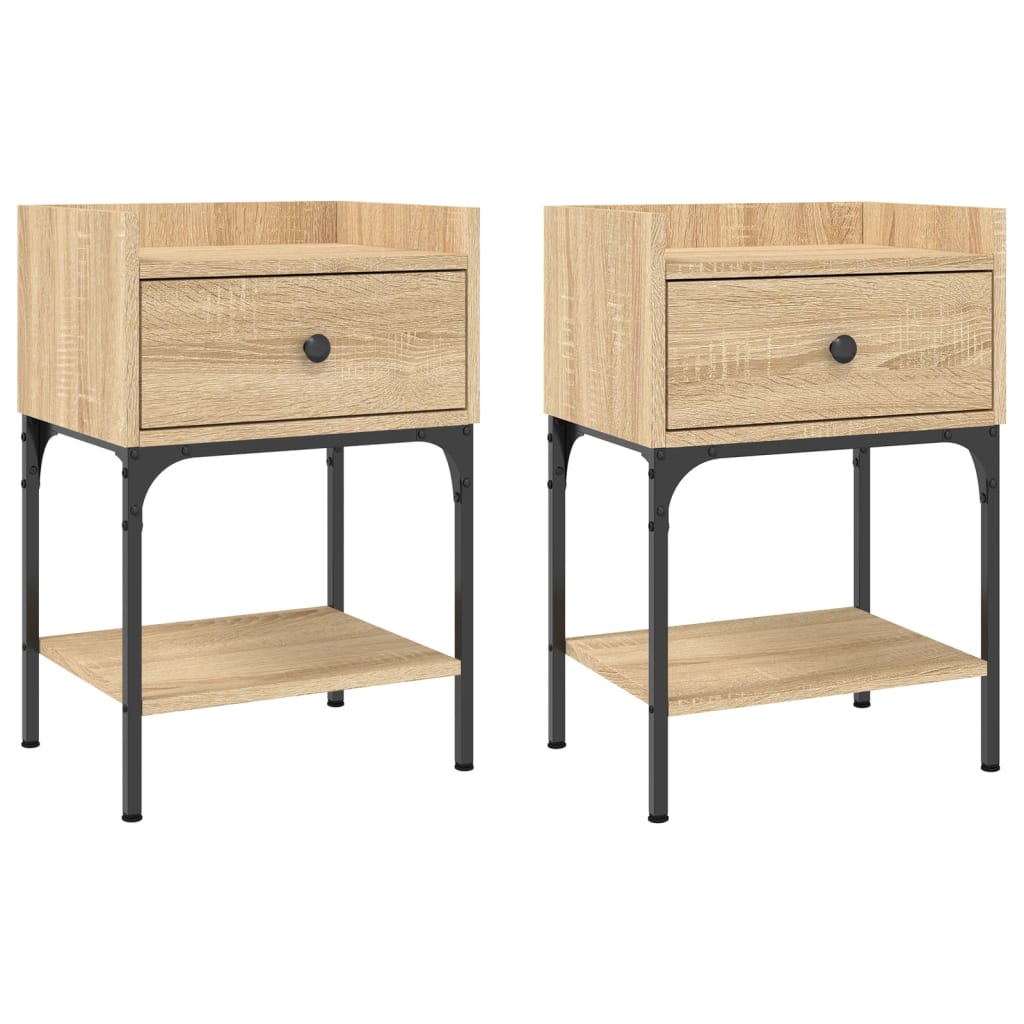 Lote de 2 mesas de cabeceira - mesinhas de cabeceira 40,5x31x60 deriv.madeira carvalho sonoma