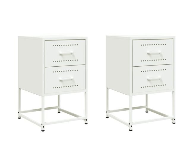 Lote de 2 mesas de cabeceira - mesinhas de cabeceira 36x39x60,5 cm aço branco