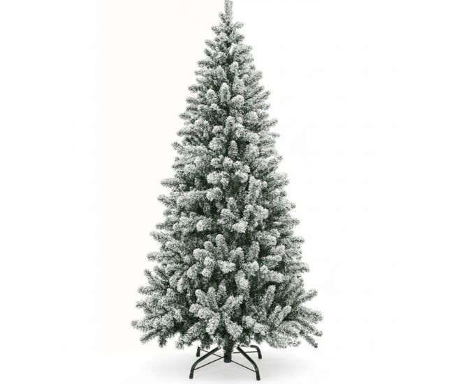árvore de natal artificial luxuosa com neve de 210 cm, com efeito de neve premium, galhos frondosos em pvc