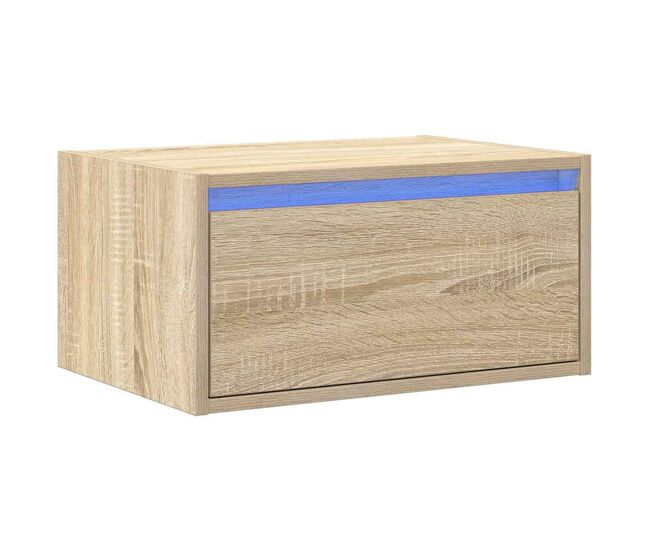 Mesa de cabeceira de parede mesinha de cabeceira - com luzes led carvalho sonoma
