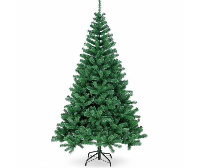 árvore de natal artificial verde de 180 cm com base de metal, ideal para decoração de natal