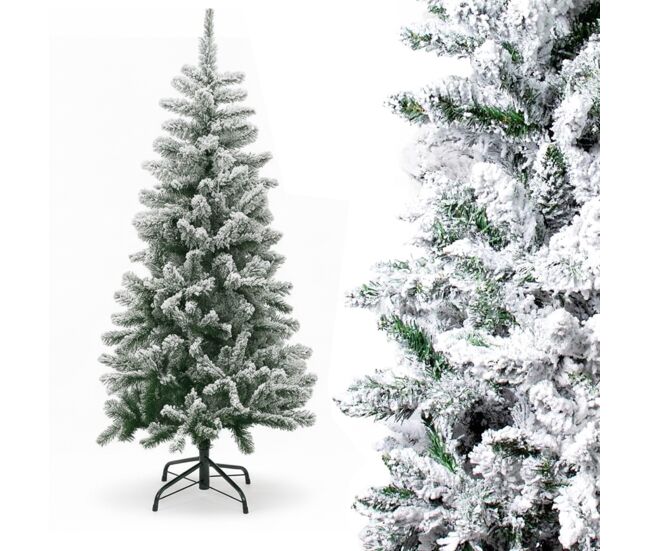 árvore de natal artificial luxuosa de 150 cm com efeito de neve premium, galhos frondosos de pvc