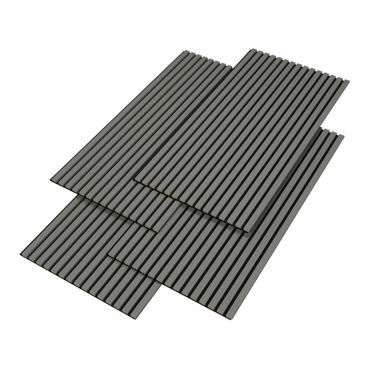 Conjunto de 4x painéis acústicos de parede 3D Vang MDF Cinza Claro