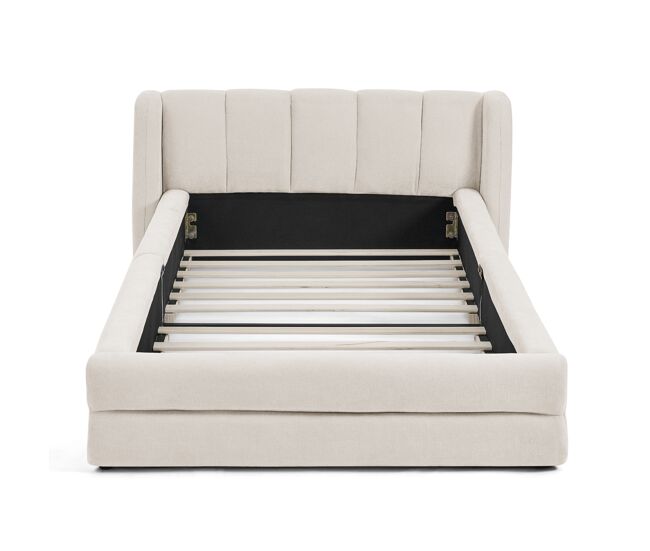 Cama individual 90x200 cm - tecido chenille macio, encosto confortável, adequada para crianças - bege