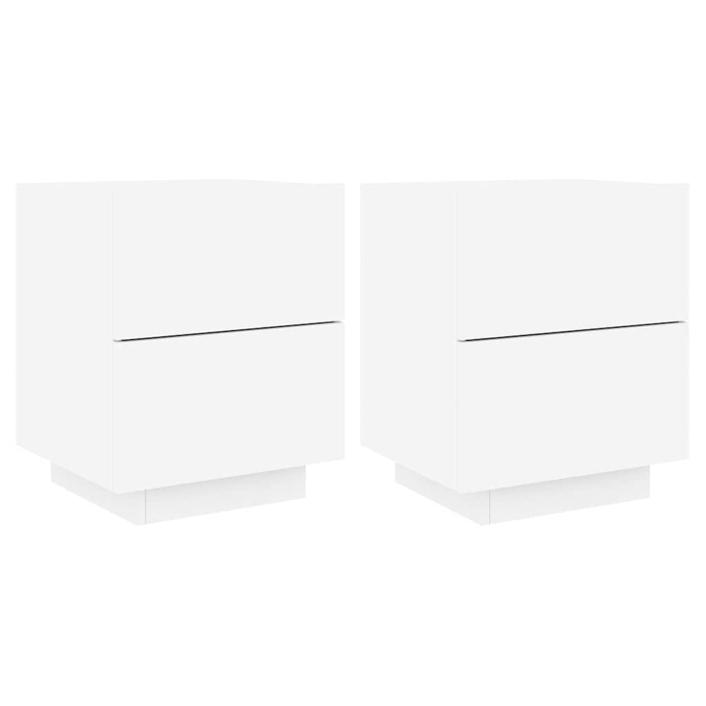 Lote de 2 mesas de cabeceira - mesinhas de cabeceira c/ luzes led derivados madeira branco