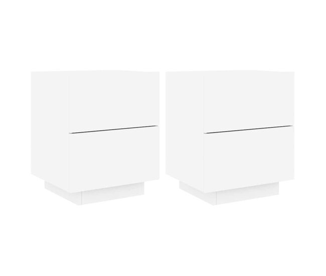 Lote de 2 mesas de cabeceira - mesinhas de cabeceira c/ luzes led derivados madeira branco