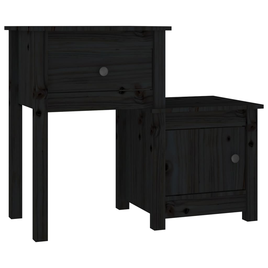 Mesa de cabeceira - mesinha de cabeceira 79,5x38x65,5 cm madeira pinho maciça preto