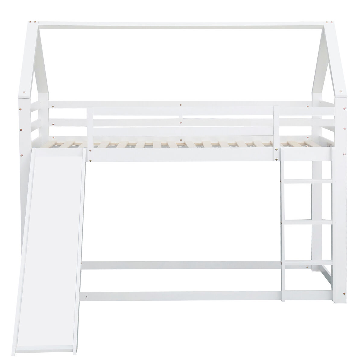 Cama individual 90x200cm - cama infantil com escorregador e escada - branca