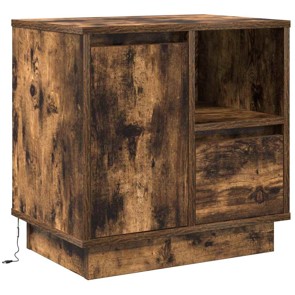 Mesa de cabeceira - mesinha de cabeceira com carvalho fumado 50 x 34.5 x 50 cm.