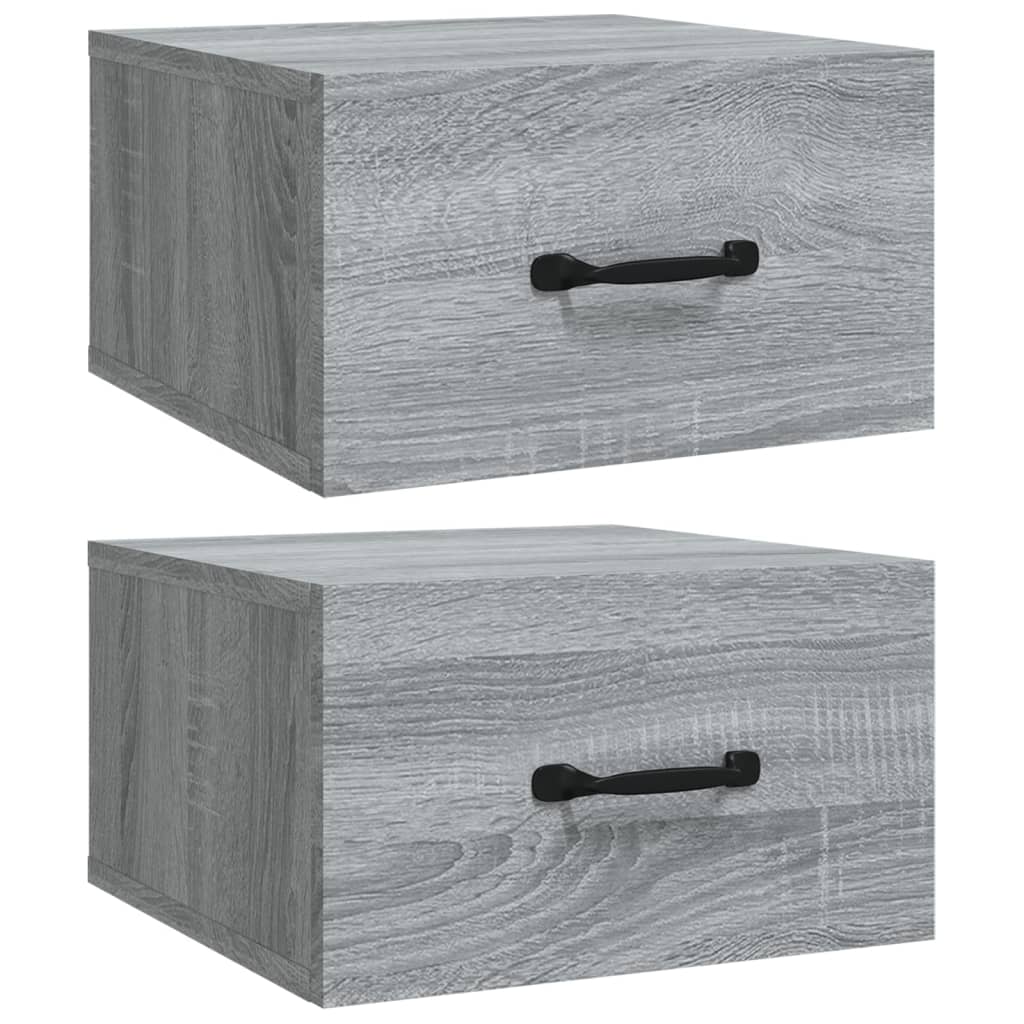 Lote de 2 mesas de cabeceira parede - mesinhas de cabeceira 35x35x20cm cinza sonoma
