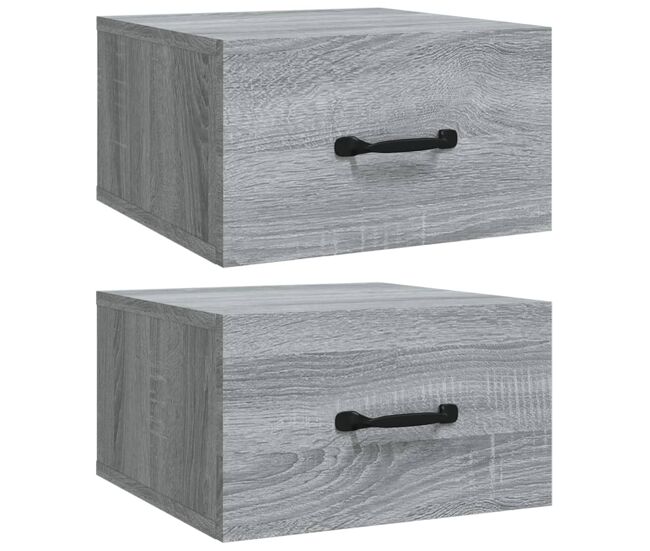 Lote de 2 mesas de cabeceira parede - mesinhas de cabeceira 35x35x20cm cinza sonoma