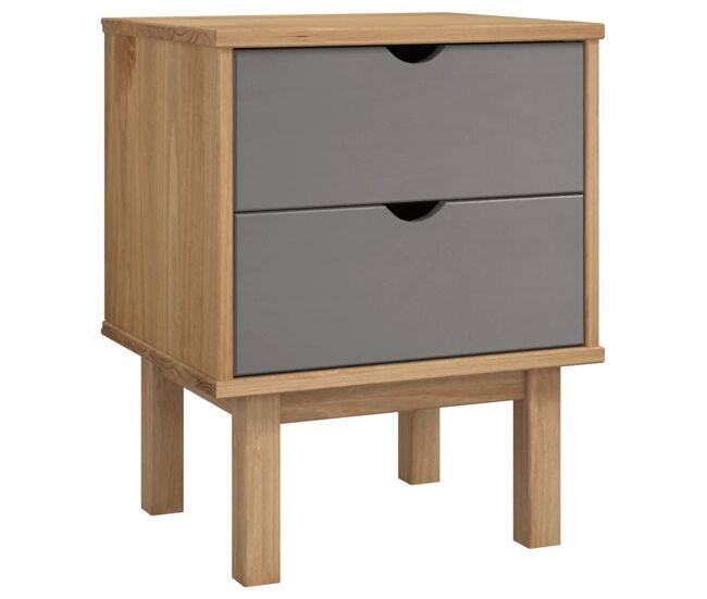 Mesa de cabeceira - mesinha de cabeceira 45x39x57 cm pinho maciço castanho/cinza