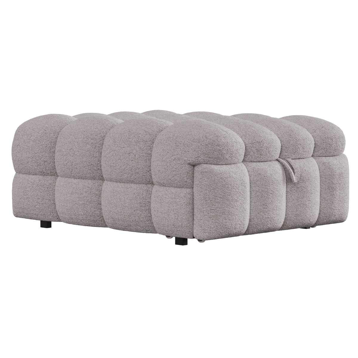 Sofá-cama 90x200 cm - 2 em 1, puff, sofá extensível, cama individual, cama tipo puffy, tecido teddy - cinza