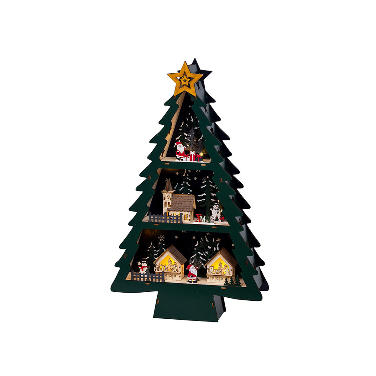 Adorno natalício lumineo madeira 33 x 9 x 55 cm