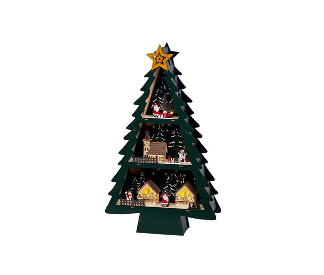 Adorno natalício lumineo madeira 33 x 9 x 55 cm