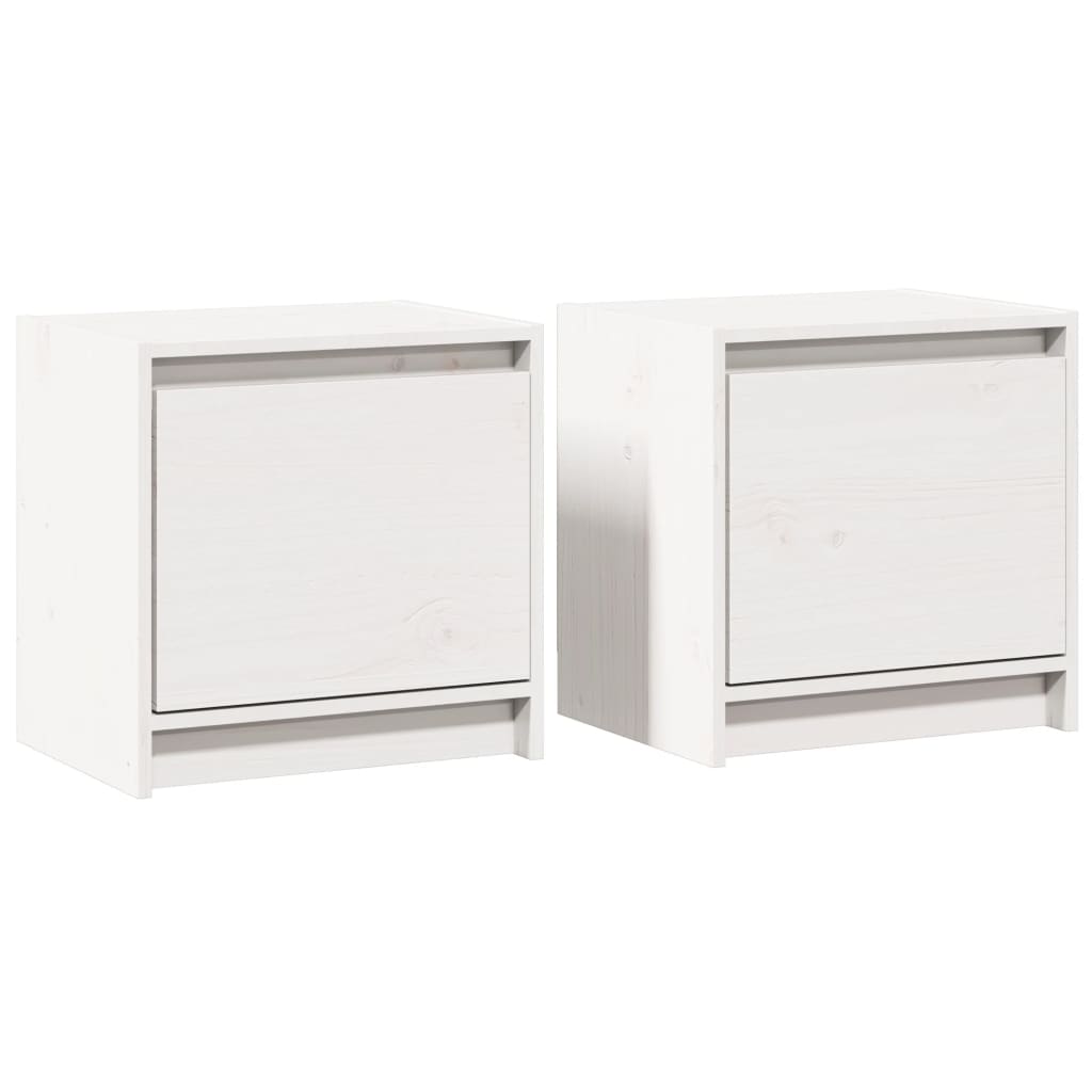 Lote de 2 mesas de cabeceira - mesinhas de cabeceira 40x30,5x40 cm pinho maciço branco
