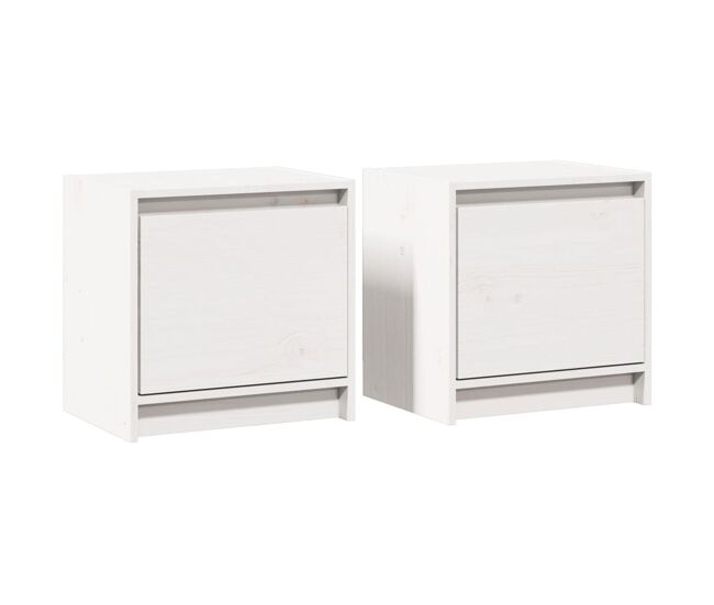 Lote de 2 mesas de cabeceira - mesinhas de cabeceira 40x30,5x40 cm pinho maciço branco