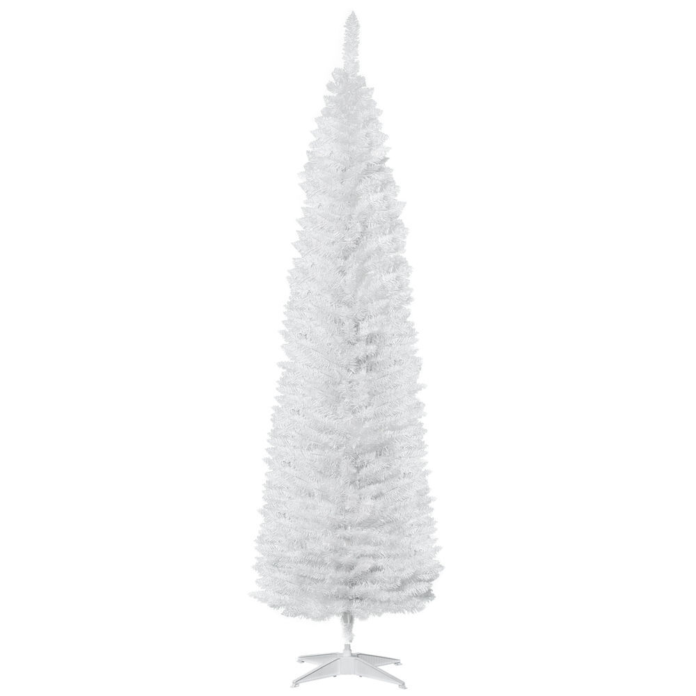 Homcom árvore de natal artificial 210 cm ignífugo com 499 ramos de pvc decoração de natal para interiores fácil de montar branco