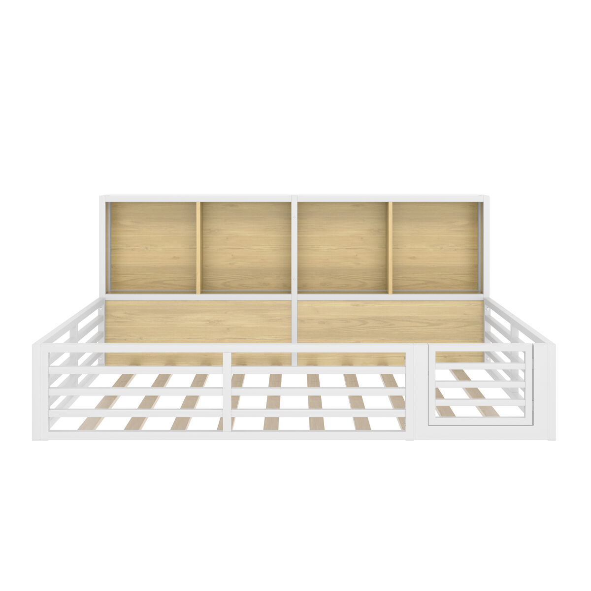 Cama de plataforma 140x200 cm - com arrumação lateral, com estrado, sem colchão - branco