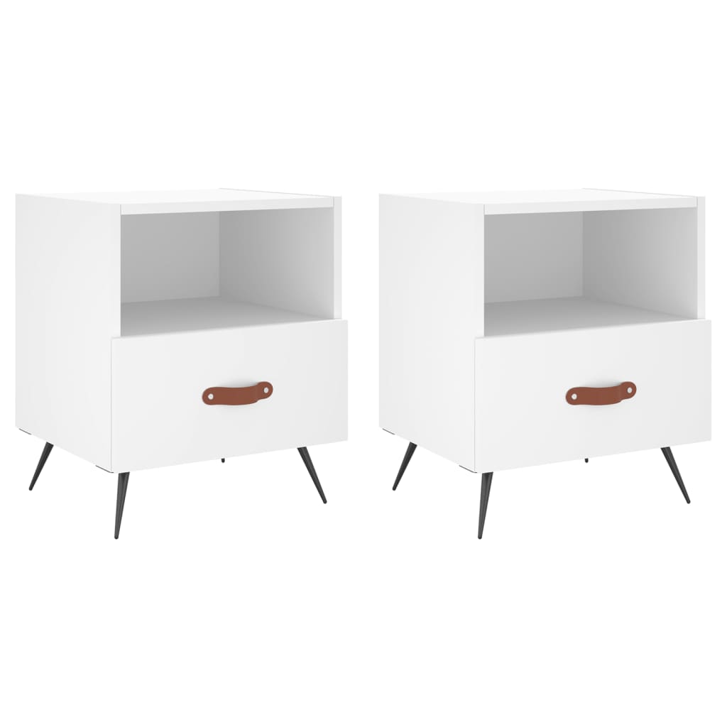 Lote de 2 mesas de cabeceira - mesinhas de cabeceira 40x35x47,5 cm deriv. de madeira branco