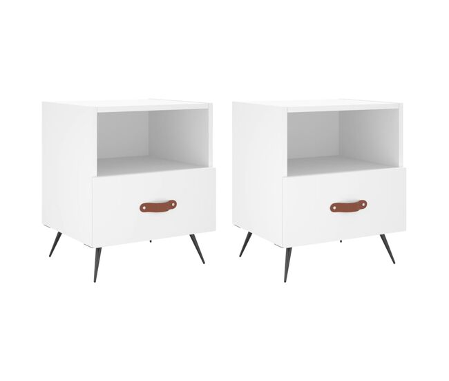 Lote de 2 mesas de cabeceira - mesinhas de cabeceira 40x35x47,5 cm deriv. de madeira branco
