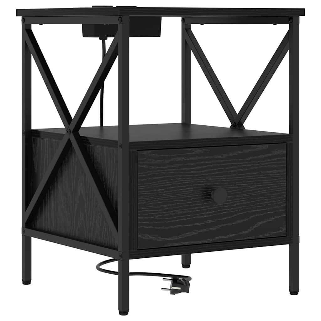 Mesa de cabeceira - mesinha de cabeceira carvalho preto 41.5 x 40.5 x 55 cm