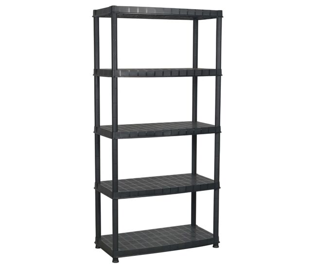 Prateleira de armazenamento de 5 níveis 85 x 40 x 185 cm plástico preto 02_0045707