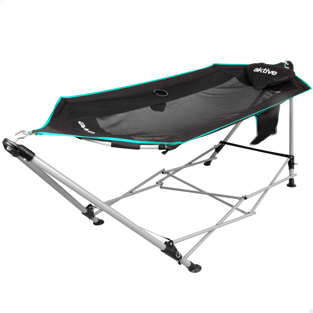 Aktive Rede dobrável com estrutura de aço com porta-copos