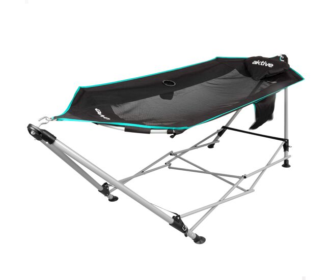 Aktive rede dobrável com estrutura de acier 265x78x80 cm com porta-copos