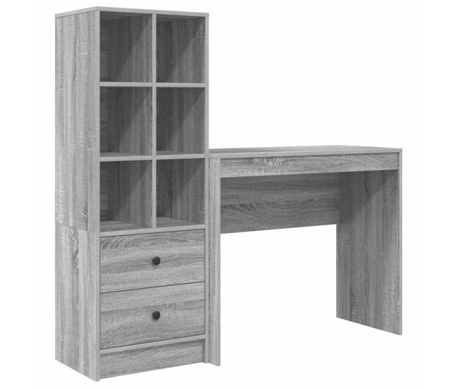 Secretária escrivaninha de computador - com armazenamento 2 pcs sonoma cinzento 90 x 40 x 76 cm