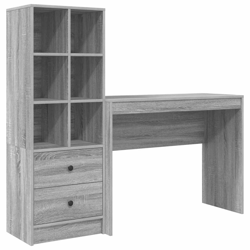 Secretária escrivaninha de computador - com armazenamento 2 pcs sonoma cinzento 100 x 40 x 76 cm