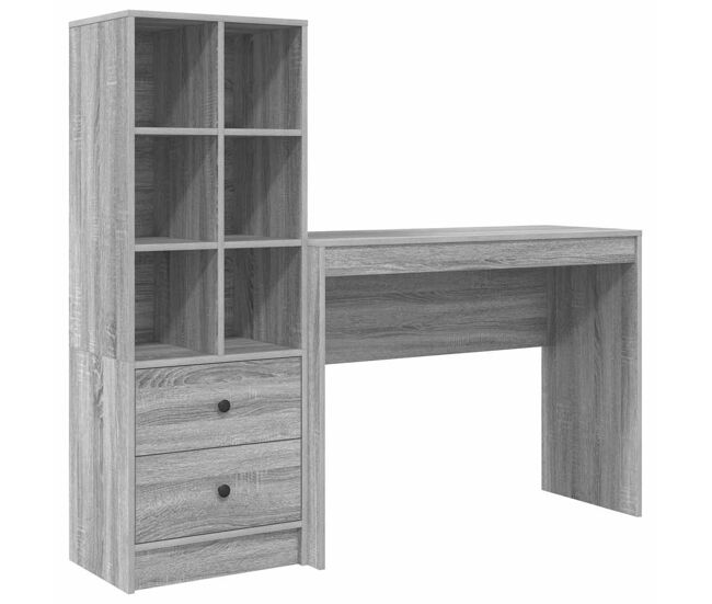 Secretária escrivaninha de computador - com armazenamento 2 pcs sonoma cinzento 100 x 40 x 76 cm