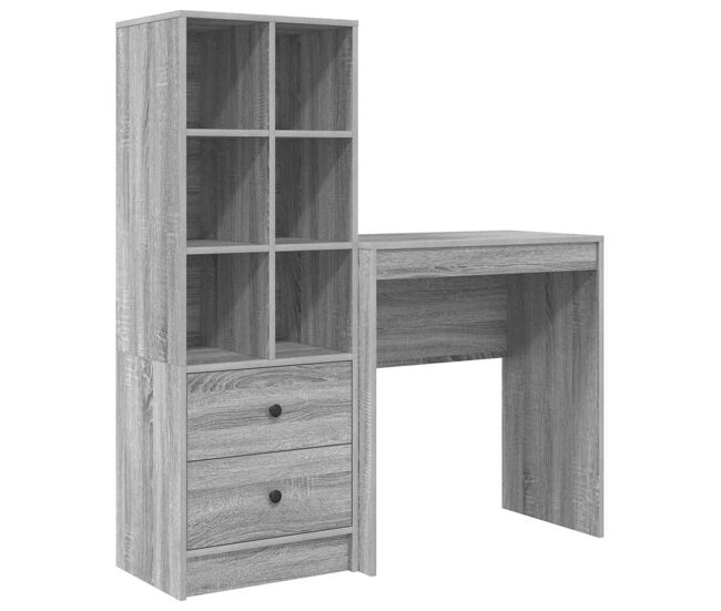 Secretária escrivaninha de computador - com armazenamento 2 pcs sonoma cinzento 70 x 40 x 76 cm