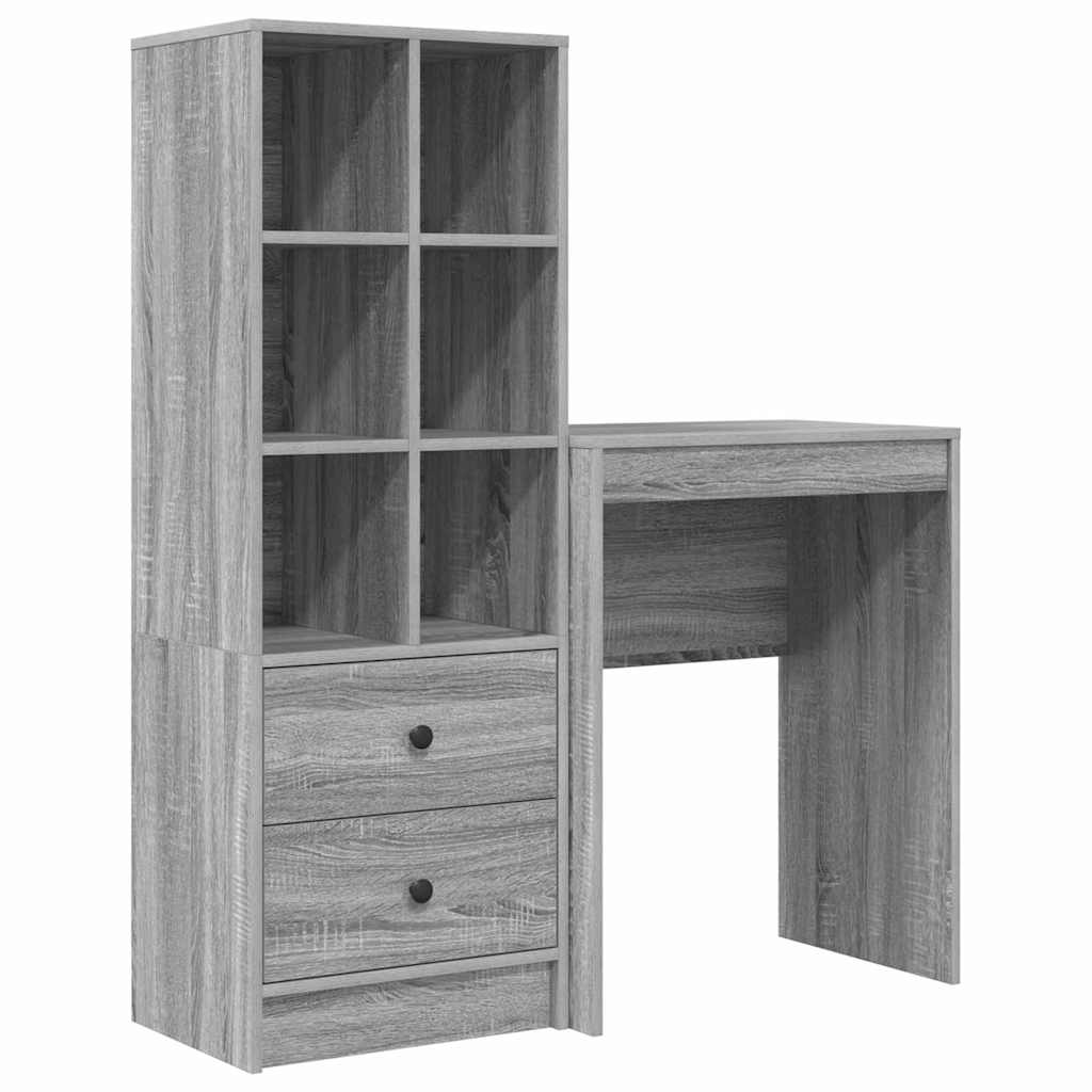 Secretária escrivaninha de computador - com armazenamento 2 pcs sonoma cinzento 45.5 x 34 x 127 cm