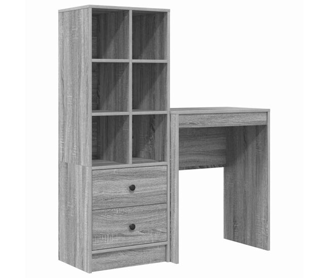 Secretária escrivaninha de computador - com armazenamento 2 pcs sonoma cinzento 45.5 x 34 x 127 cm