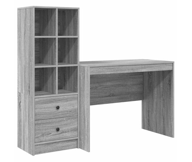 Secretária escrivaninha de computador - com armazenamento 2 pcs sonoma cinzento 100 x 50 x 76 cm