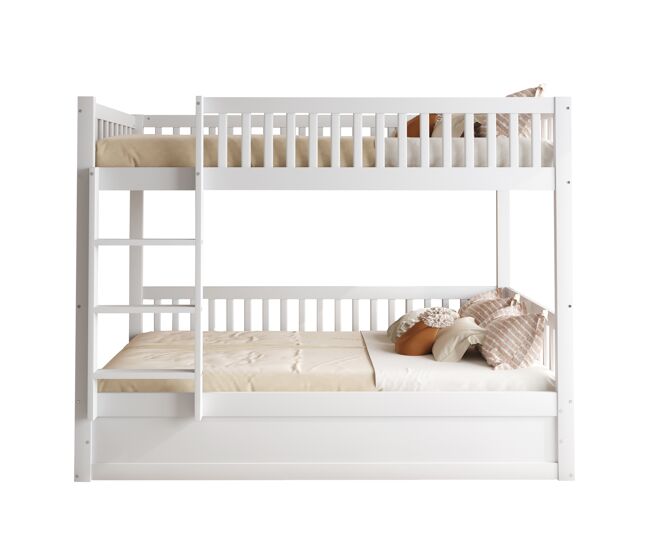 Cama beliche infantil 90*200 cm - sistema hidráulico de arrumação, resistente e duradouro - branco