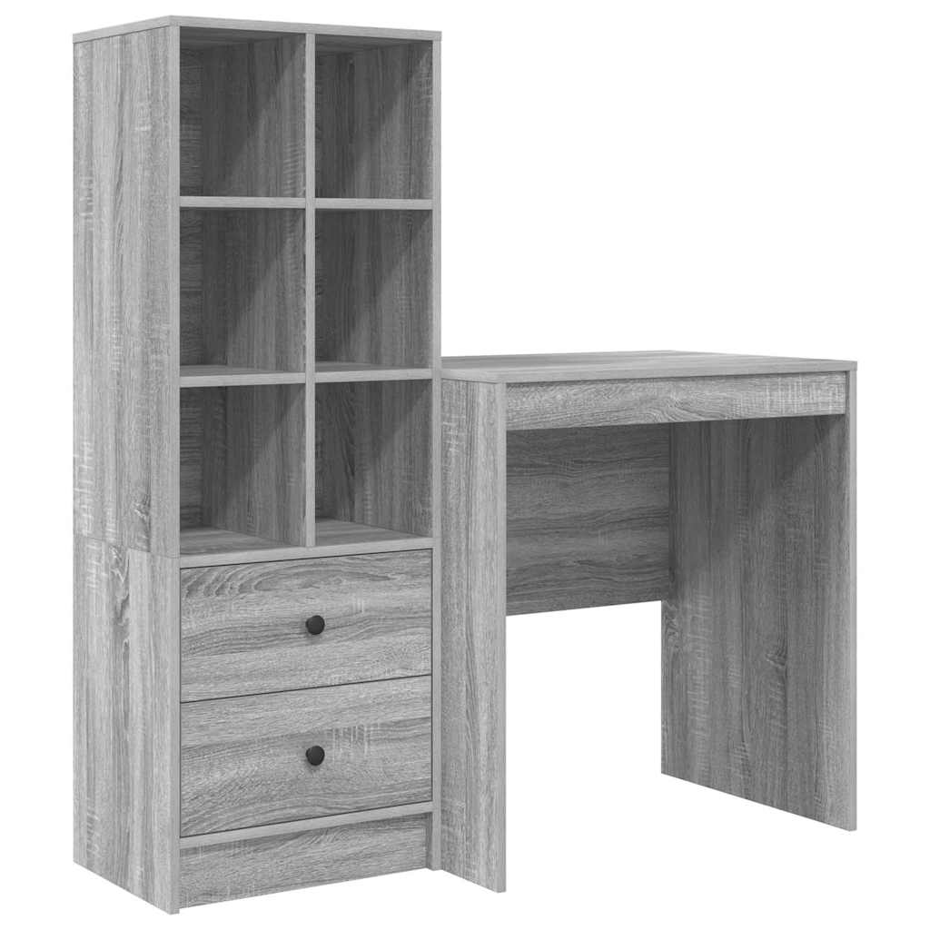 Secretária escrivaninha de computador - com armazenamento 2 pcs sonoma cinzento 70 x 50 x 76 cm
