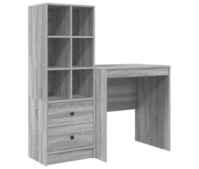 Secretária escrivaninha de computador - com armazenamento 2 pcs sonoma cinzento 70 x 50 x 76 cm