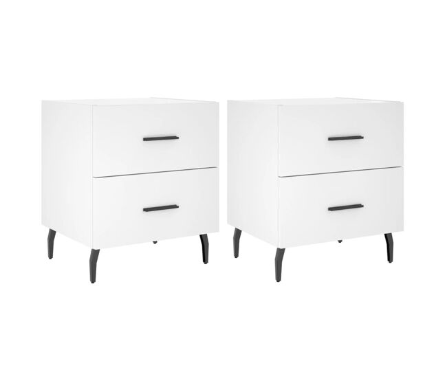 Lote de 2 mesas de cabeceira - mesinhas de cabeceira 40x35x47,5 cm deriv. de madeira branco