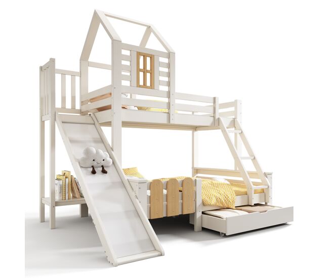 Beliche de madera maciza 140x200(90x200)cm,branco