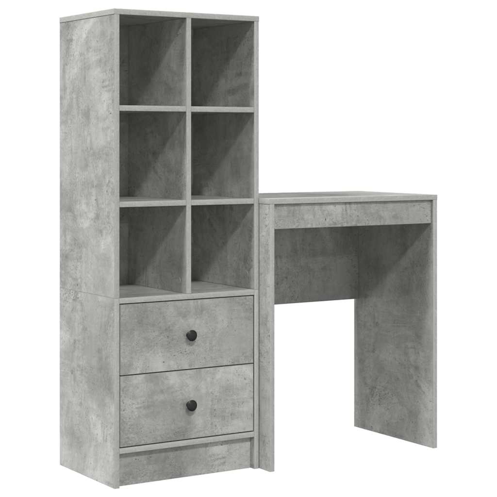 Secretária escrivaninha de computador - com armazenamento 2 pcs cinzento 45.5 x 34 x 127 cm