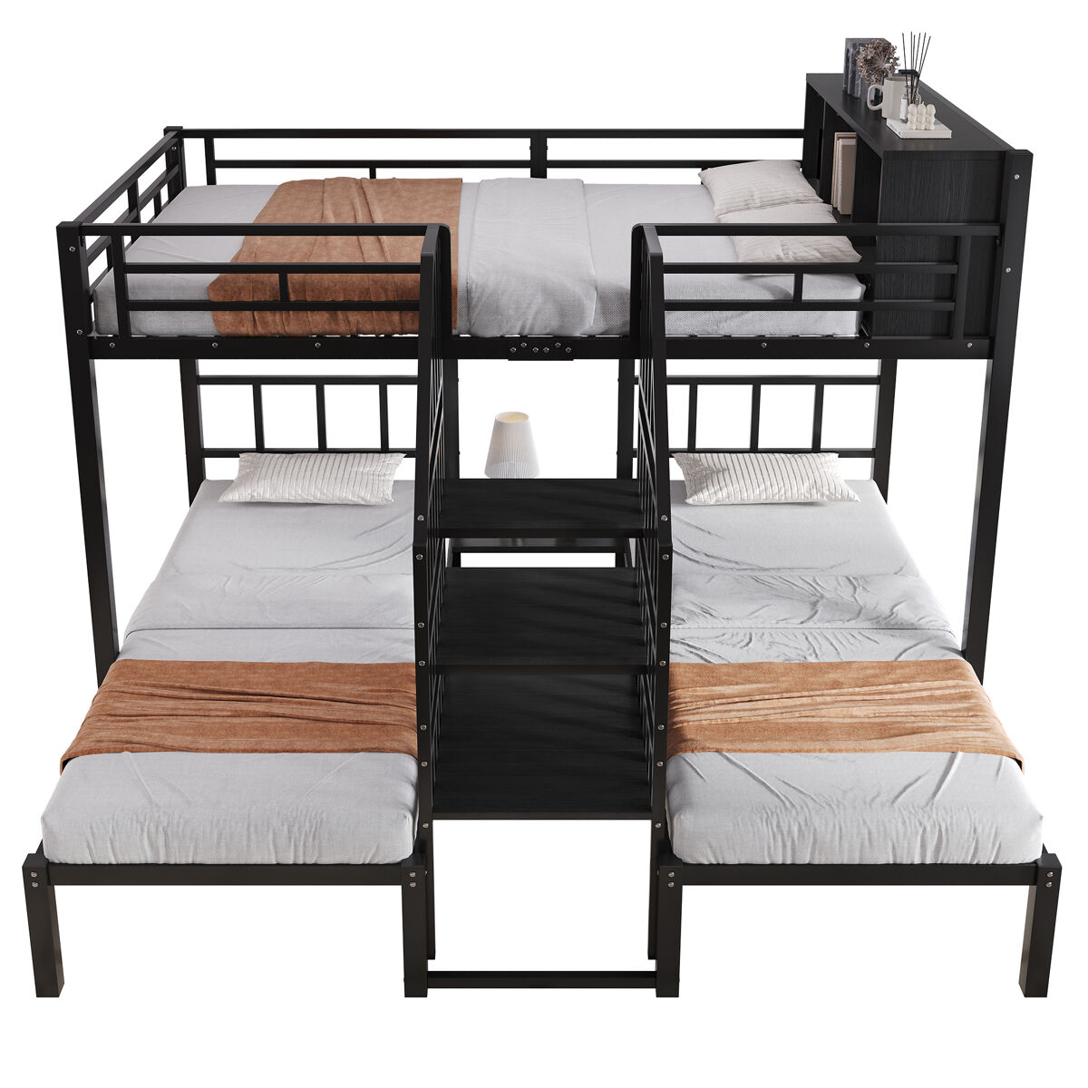 Beliche tripla de metal 140x200(90x200)cm,preto