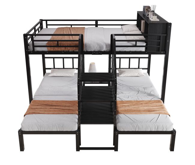 Beliche tripla de metal 140x200(90x200)cm,preto