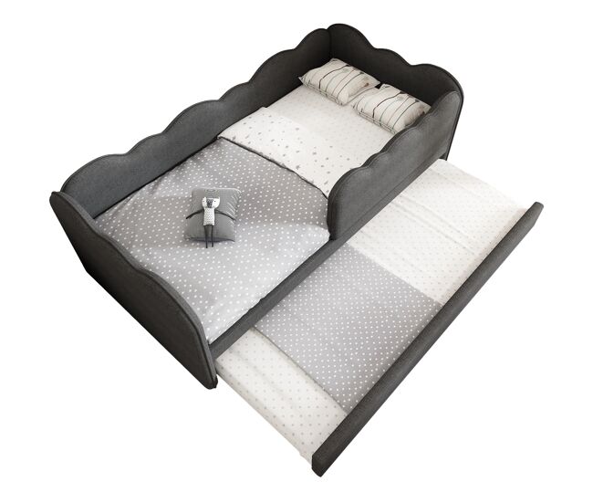 Cama gavetão de linho 90x190cm,cinza